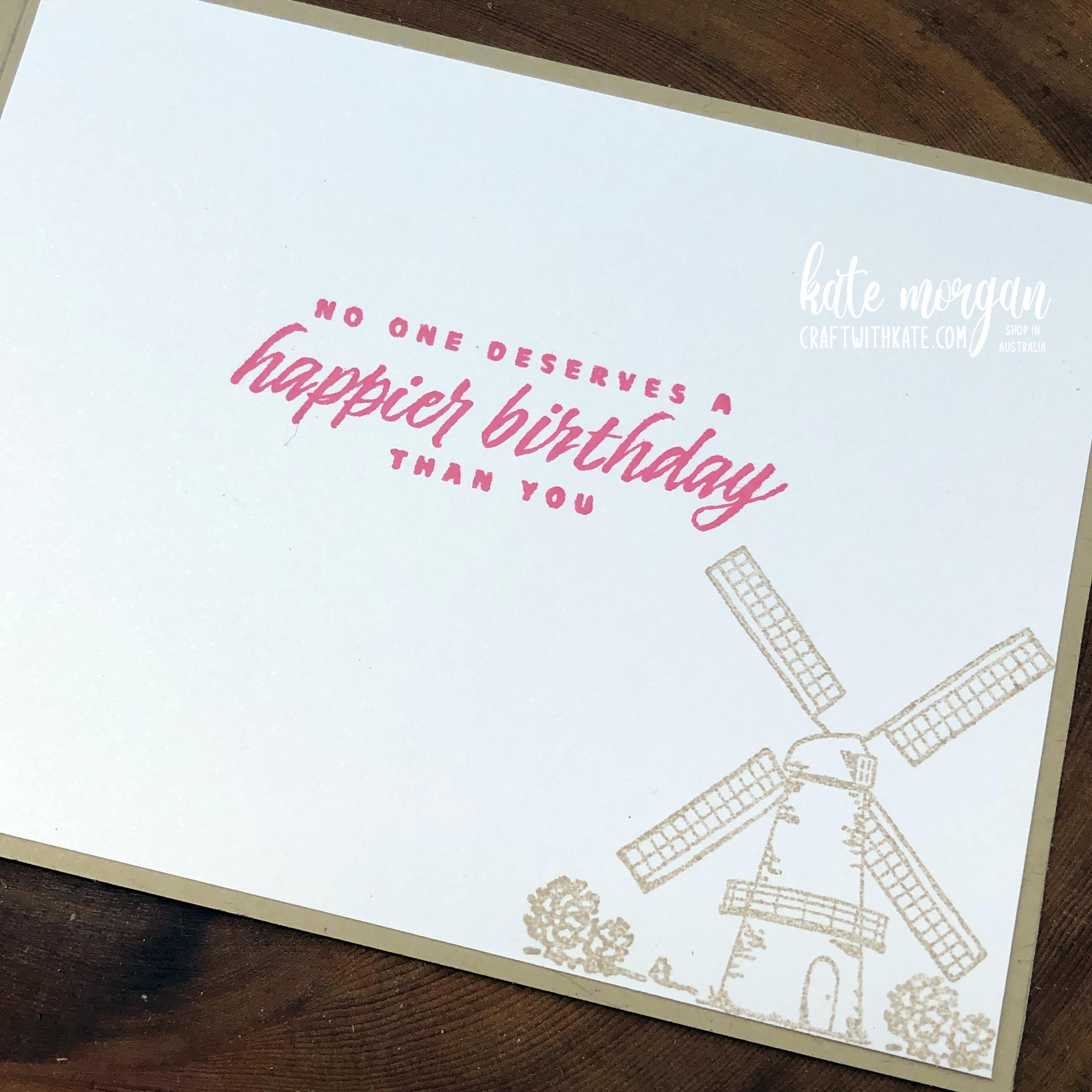 Tulip Fields inside birthday card by Kate Morgan, Stampin Up Australia 2022