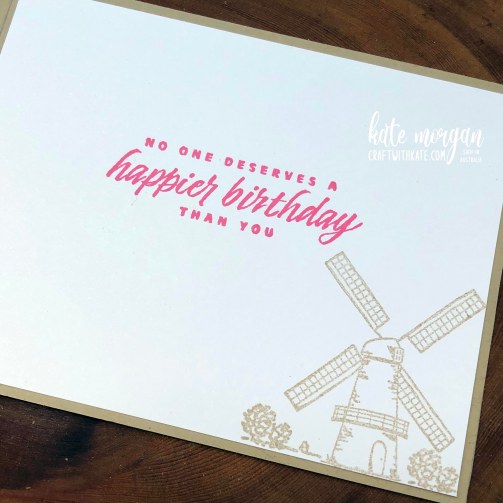 Tulip Fields inside birthday card by Kate Morgan, Stampin Up Australia 2022