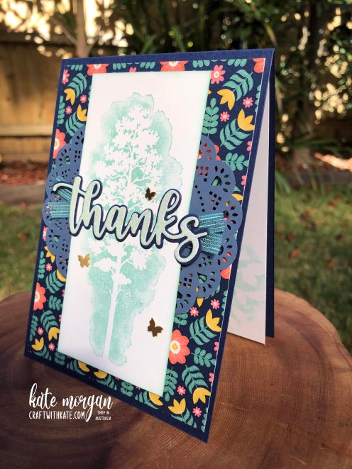 Amazing Silhouettes thanks card for Night of Navy CCBH by Kate Morgan, Stampin Up Auatralia 2022 inside
