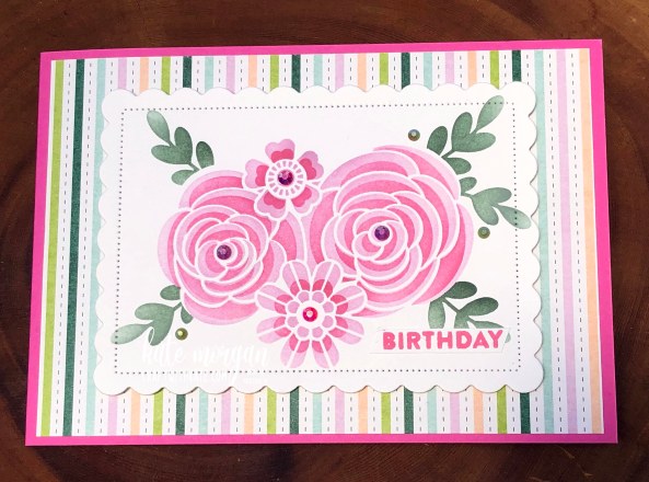 Butterflies & Flowers Layering Decorative Masks birthday card by Kate Morgan, Stampin Up Australia 2022