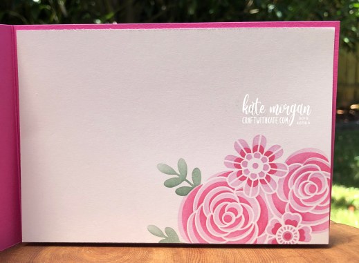 Butterflies & Flowers Layering Decorative Masks birthday card inside by Kate Morgan, Stampin Up Australia 2022