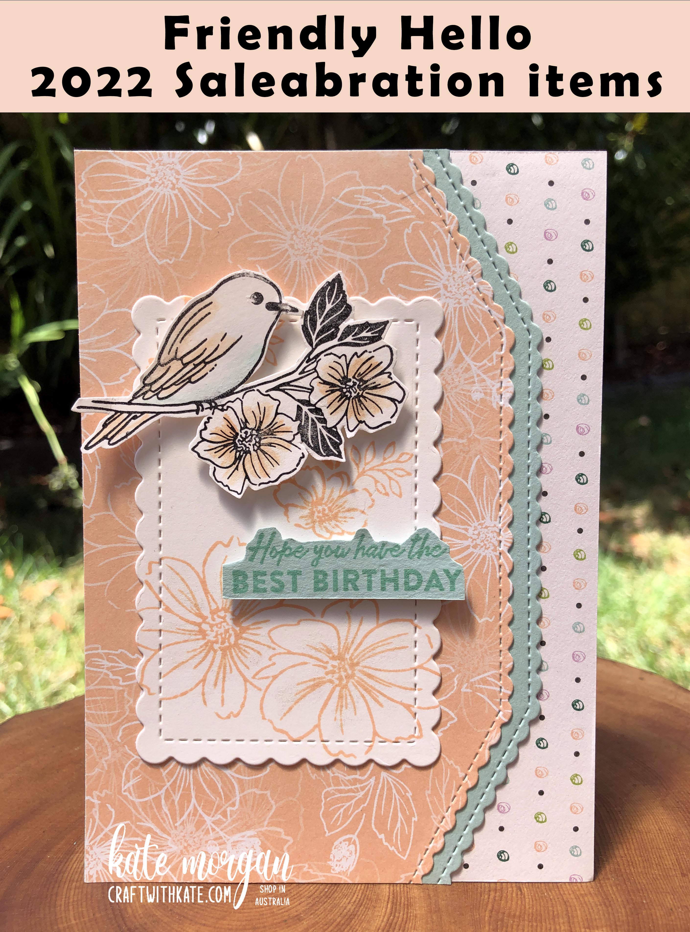 Friendly Hello SAB card by Kate Morgan, Stampin Up Australia 2022
