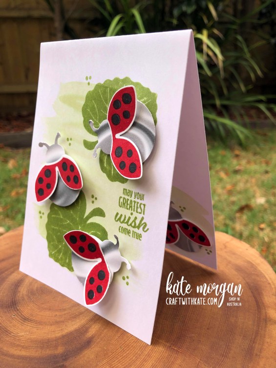 Hello Ladybug Watercolour wash Card by Kate Morgan, Stampin Up Australia 2022 side