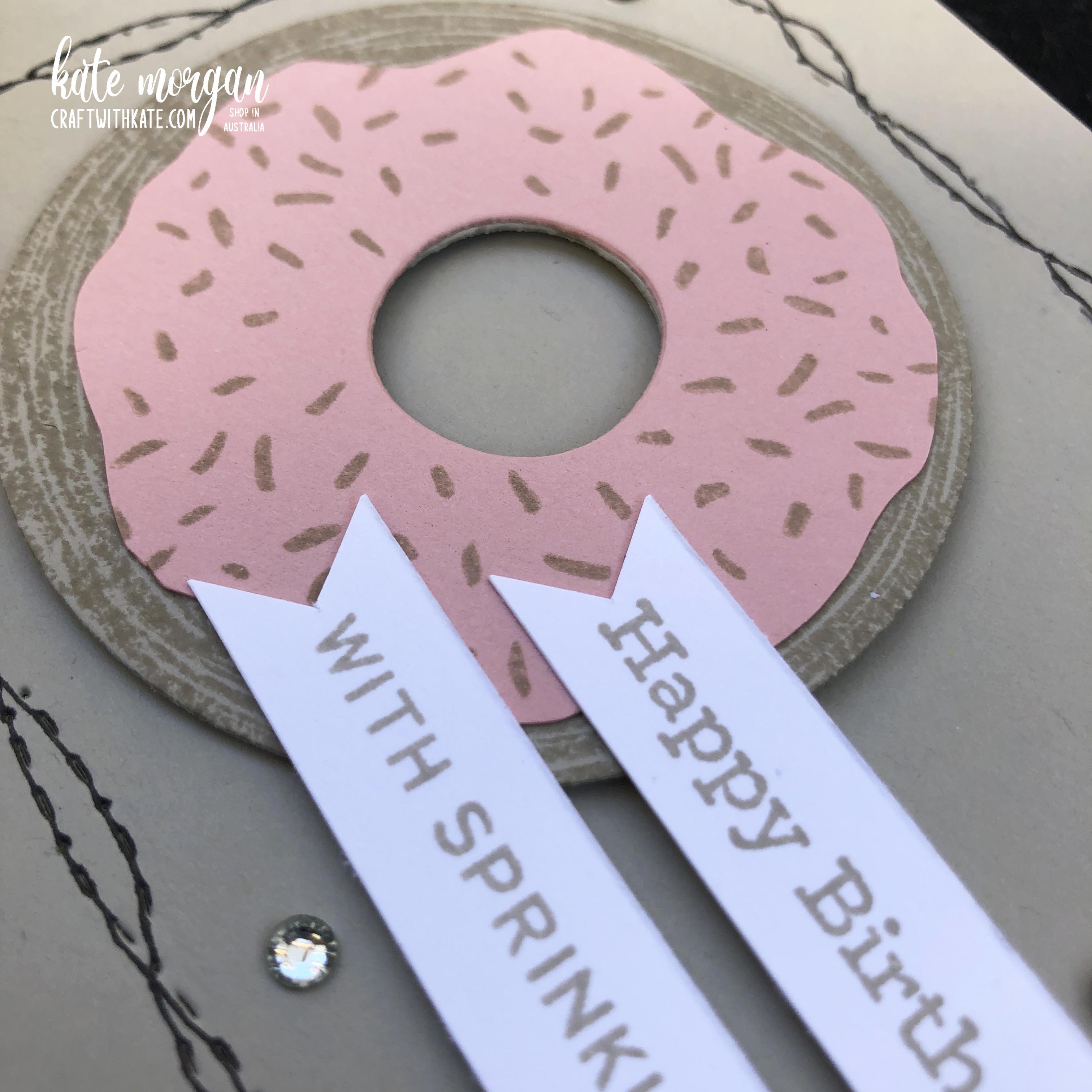 For the Record Donut and FAux Stitching by Kate Morgan, Stampin Up Australia 2022 close up