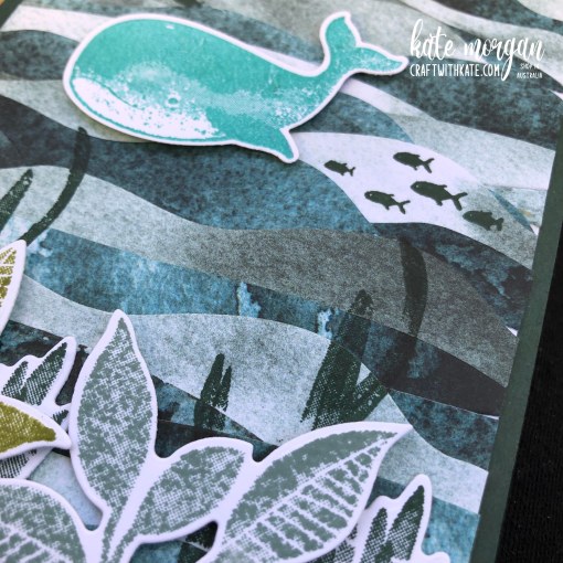 Horizon dies, Whale of a Time &amp; Plentiful Plants card by Kate Morgan, Stampin Up Australia 2022 close up