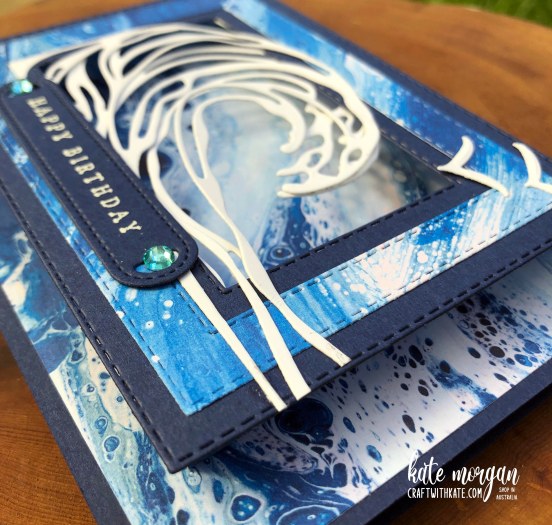 Waves of the Ocean Pillar Pop Up card by Kate Morgan, Stampin up Australia 2022 close up
