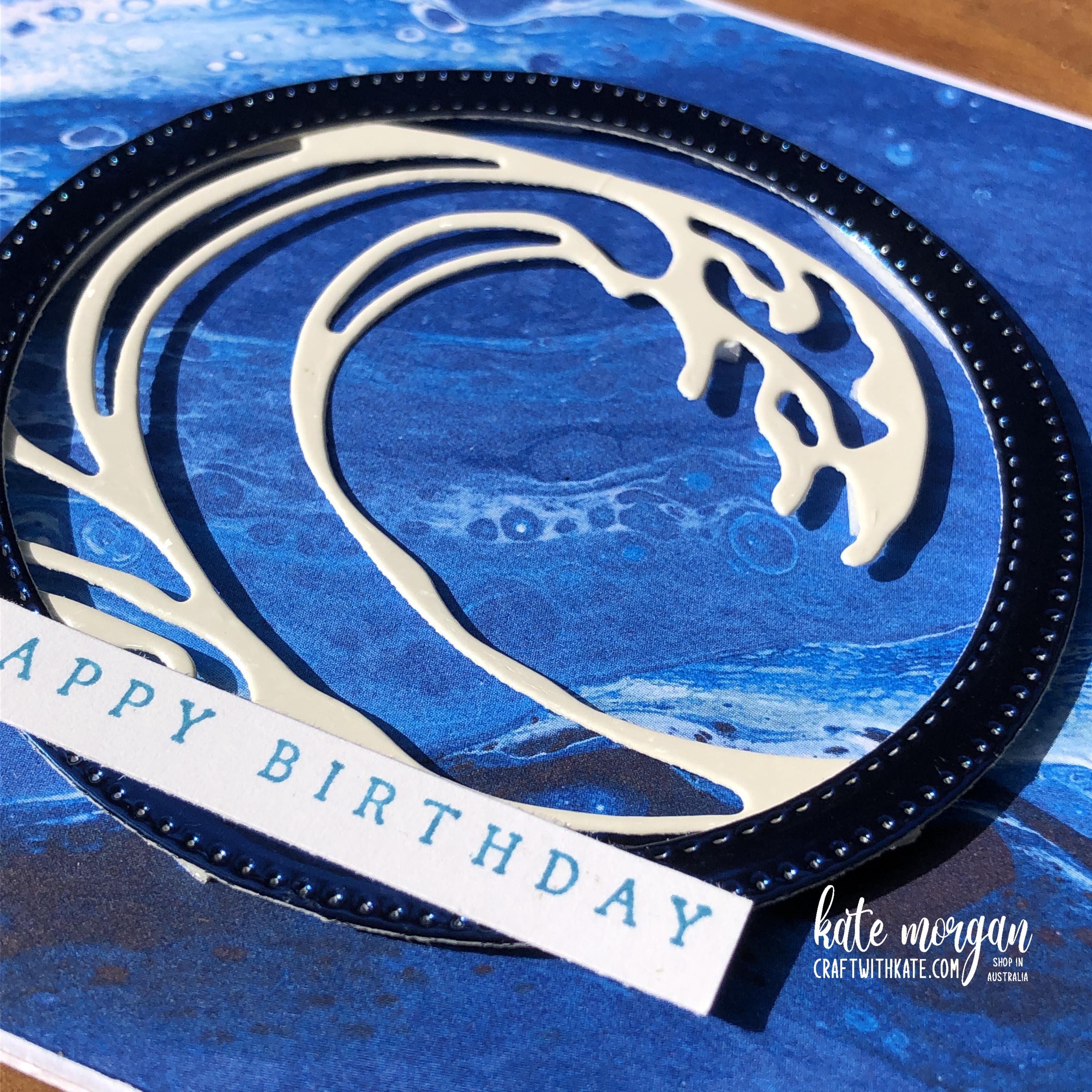 Masculine birthday card using Waves of the Ocean DSP and Waves of Inspiration by Kate Morgan, Stampin Up Australia 2022.