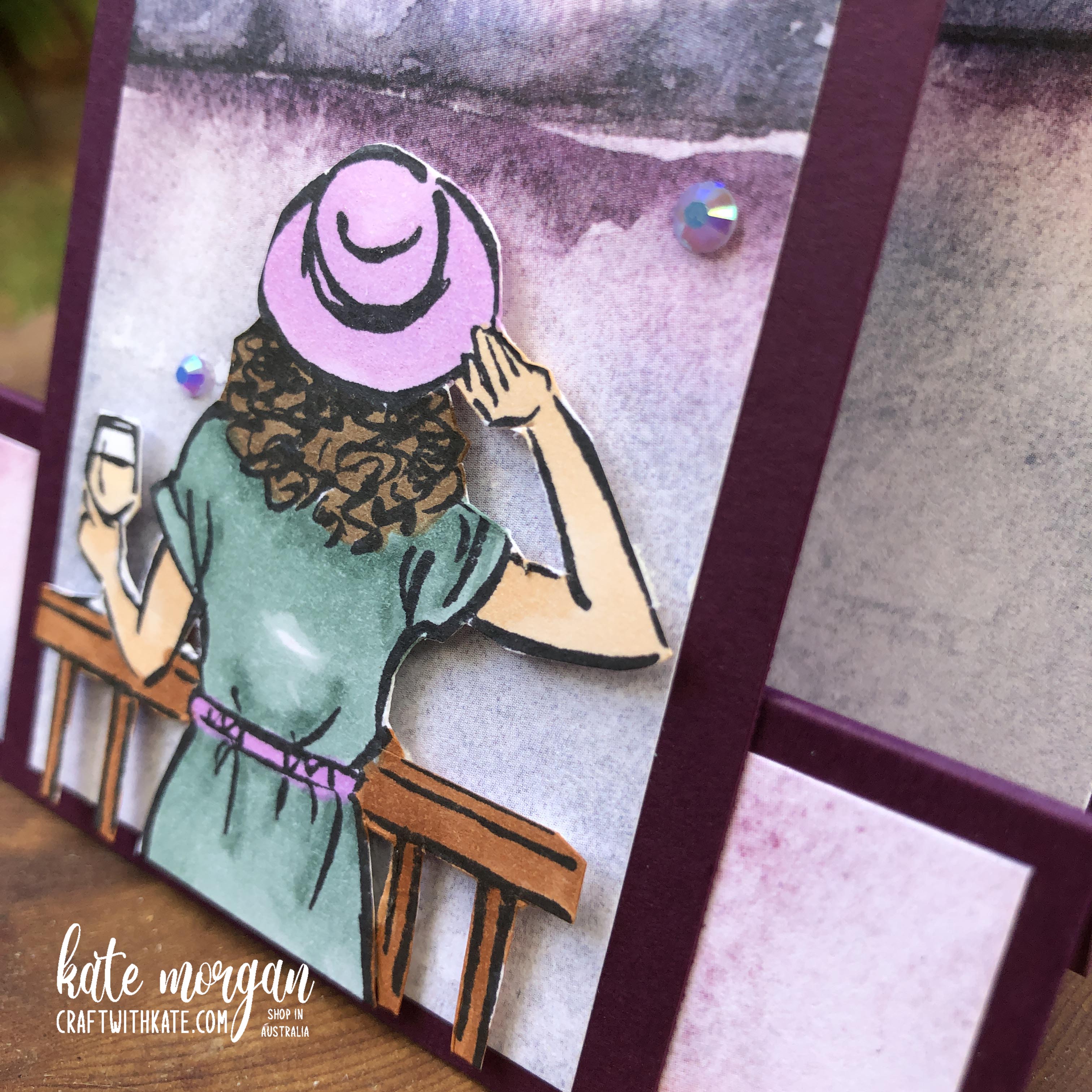 Tall Centre Step card using Stampin Up New Horizons DSP &amp; On the Horizon by Kate Morgan Auatralia 2022 close up