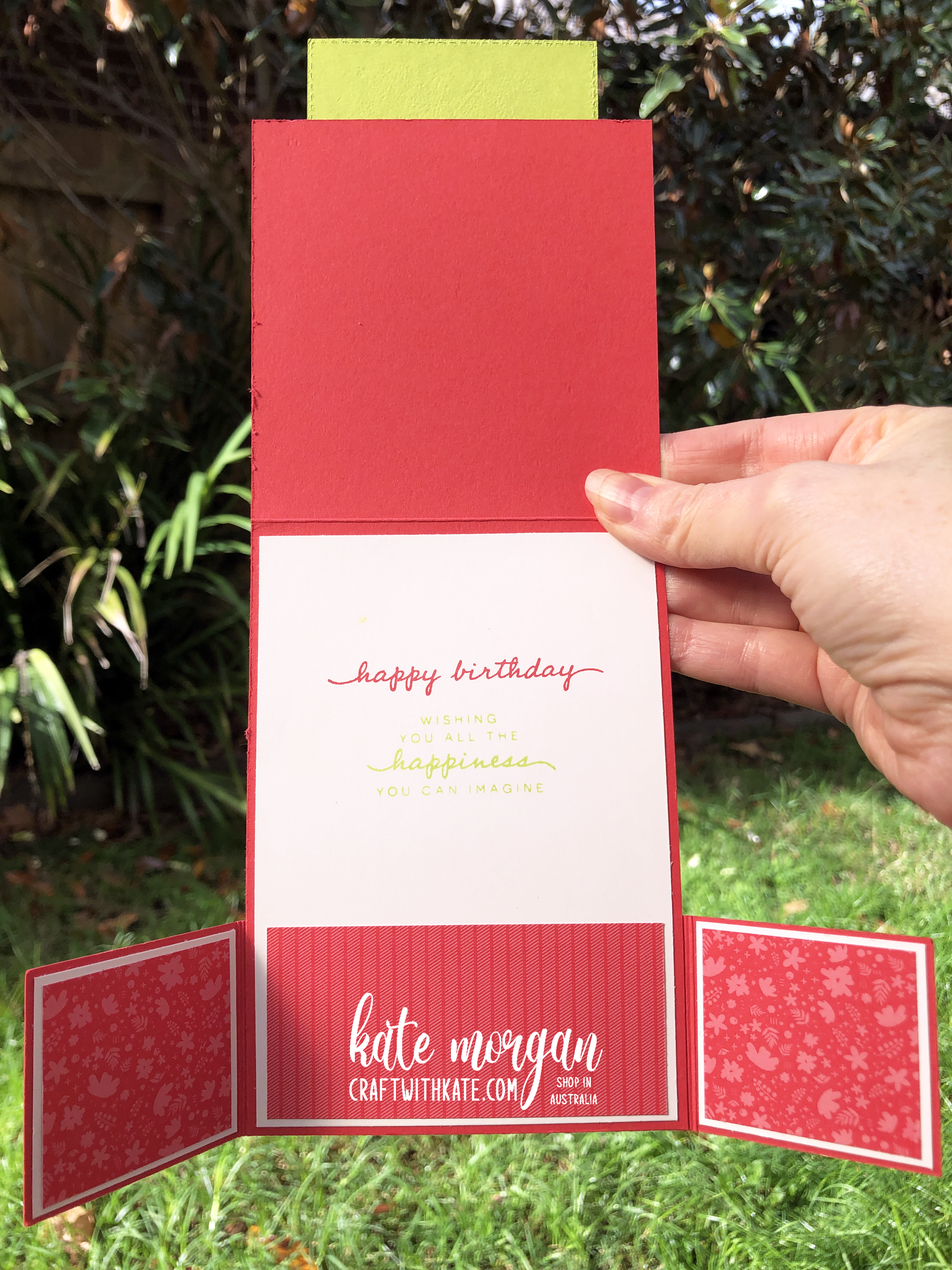 Dutch Fold Card using Stampin Up In Color Sweet Sorbet for Colour Creations Blog Hop by Kate Morgan Australia 2022 open