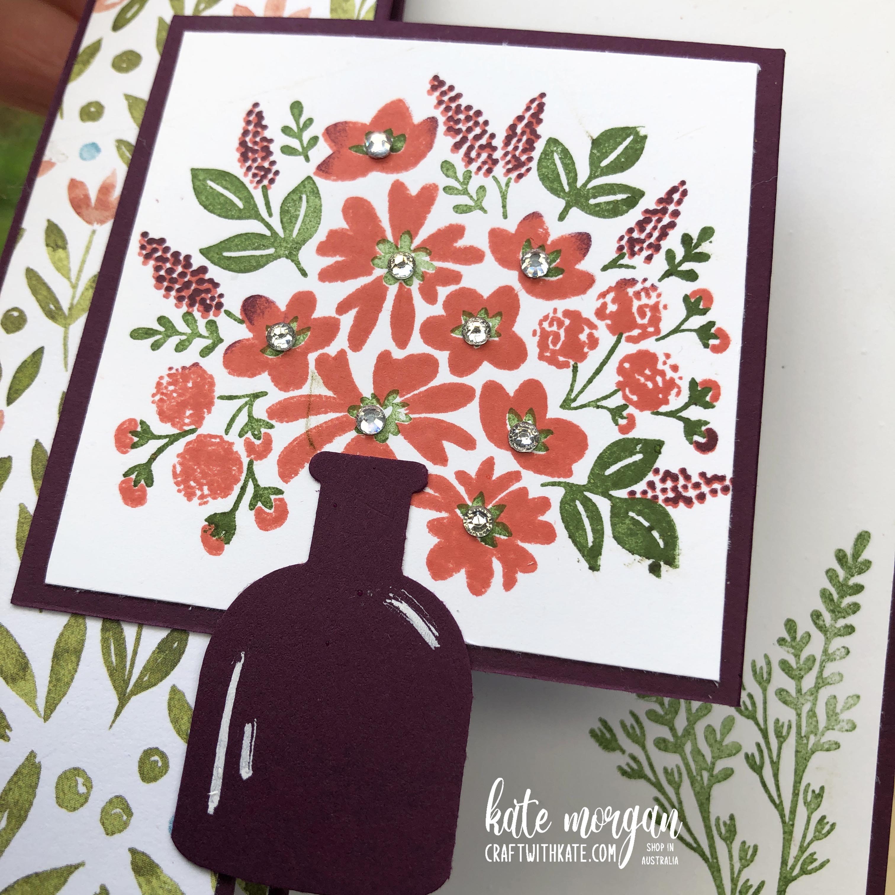 Bottled Happiness Fun Fold card by Kate Morgan, Stampin Up Australia 2022 close up