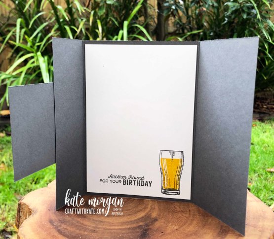 Brewed for You Fun Fold card by Kate Morgan, Stampin Up Australia 2022 open