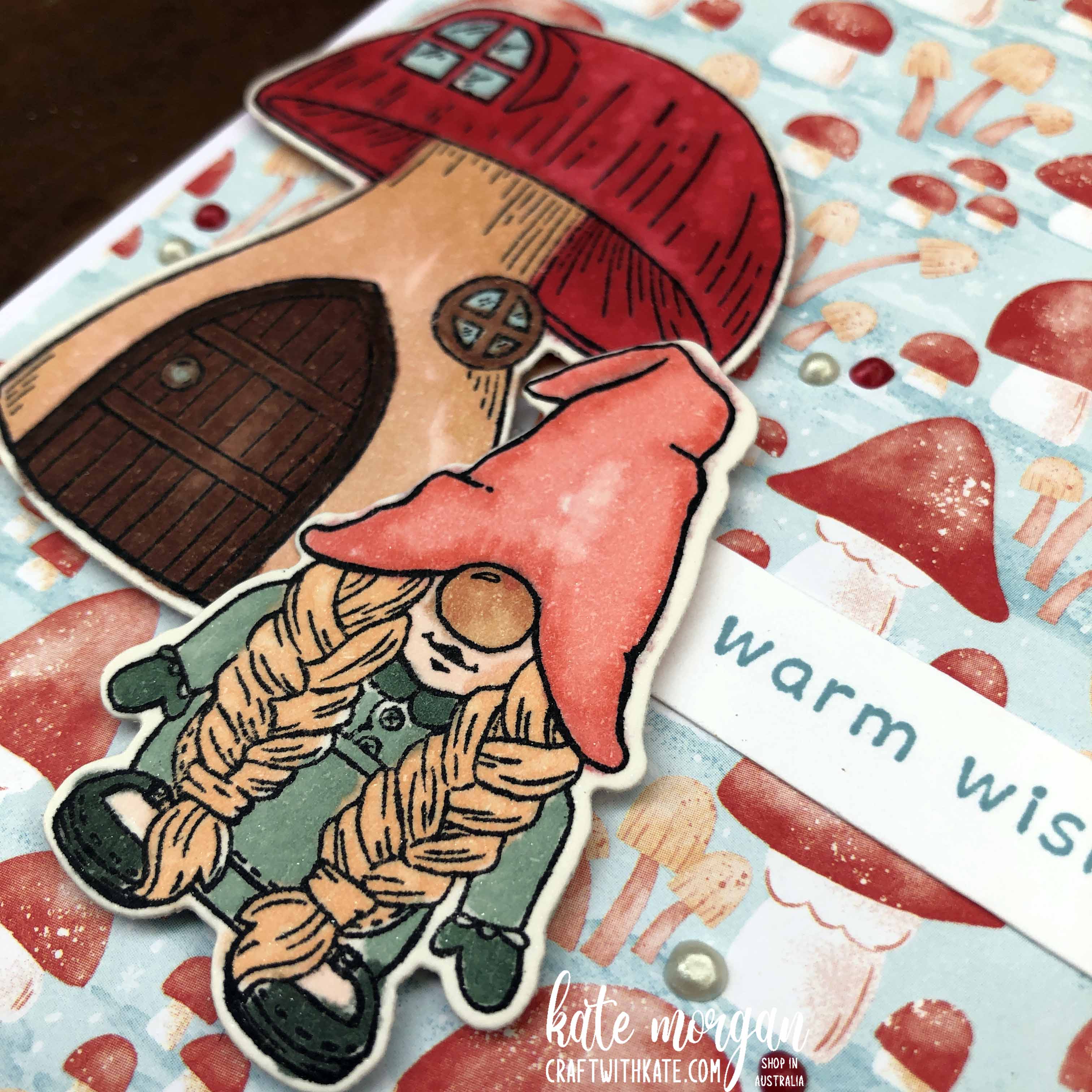 Christmas handmade card using Stampin Up Kindest Gnomes Bundle by Kate Morgan, Australia 2022