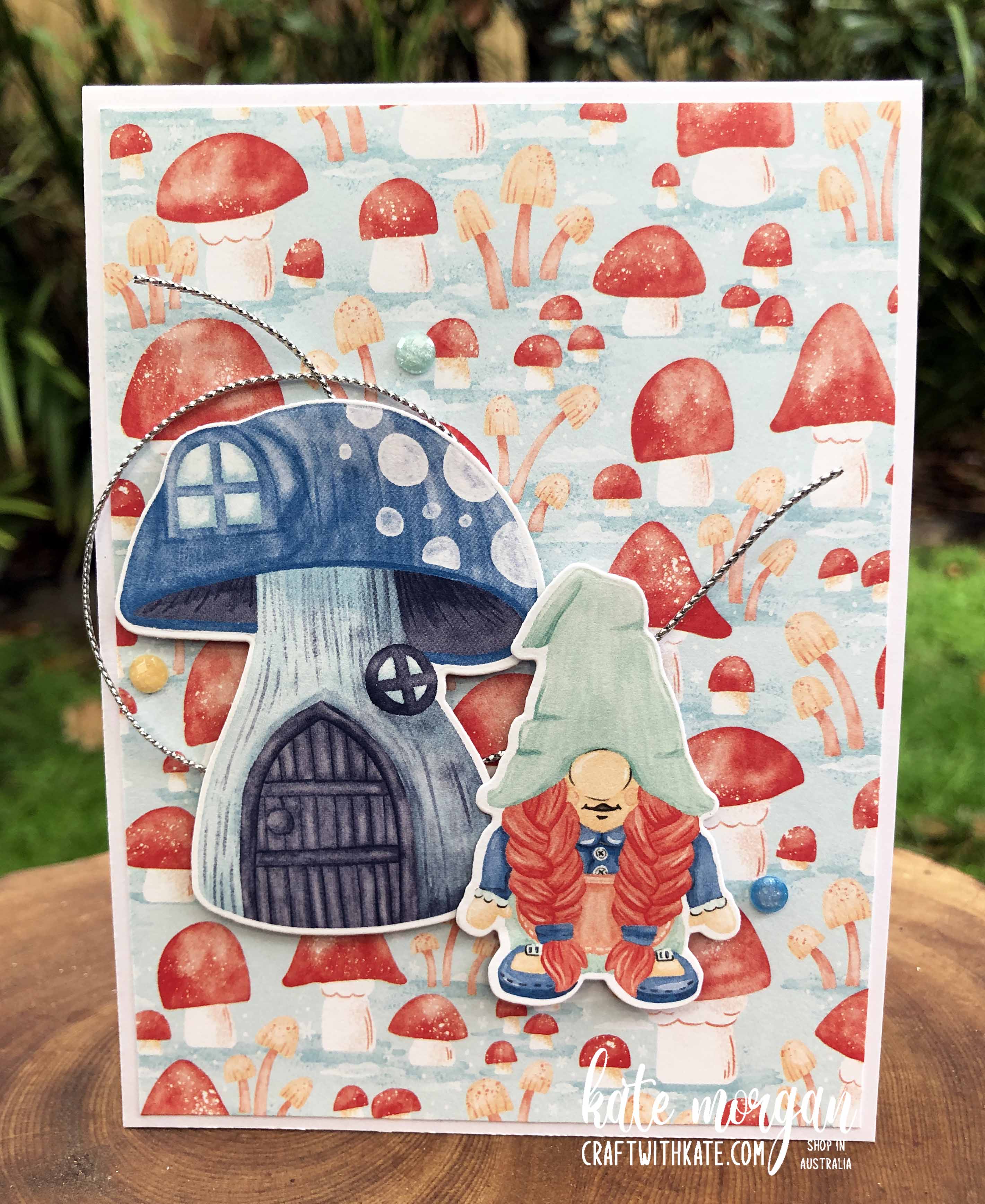 Christmas handmade card using Stampin Ups Kindest Gnomes Bundle by Kate Morgan, Australia, 2022