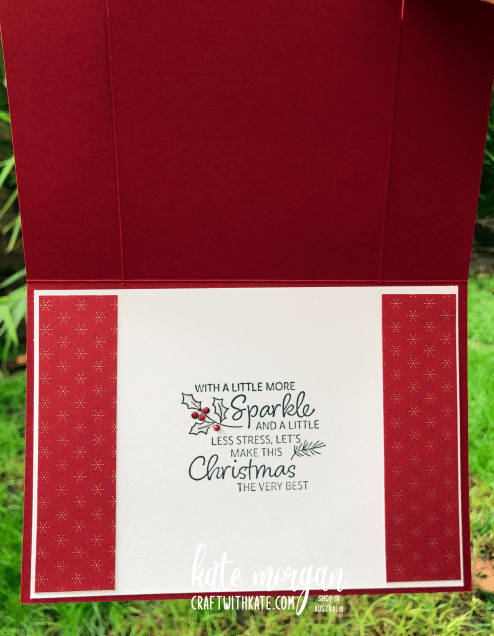 Spanner Panel card using Stampin Up Tree Lot Dies by Kate Morgan, Australia Heart of Christmas 2022 inside