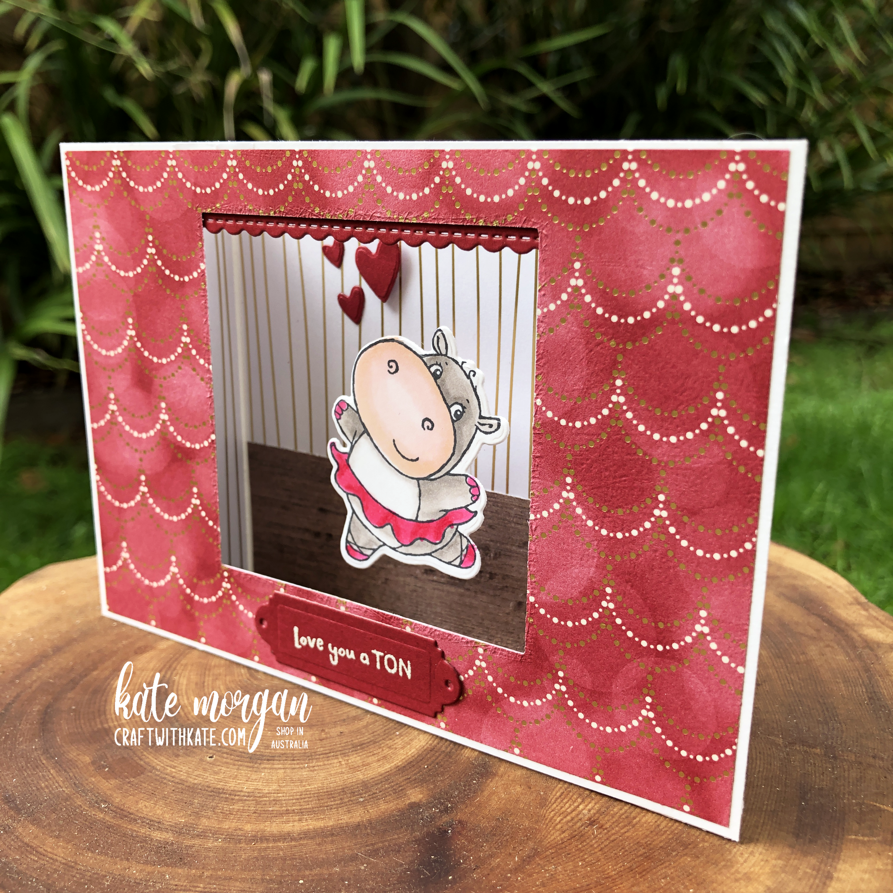 U Window Fold card using Stampin Up Hippest Hippos Saleabration 2022 by Kate Morgan, Australia inside