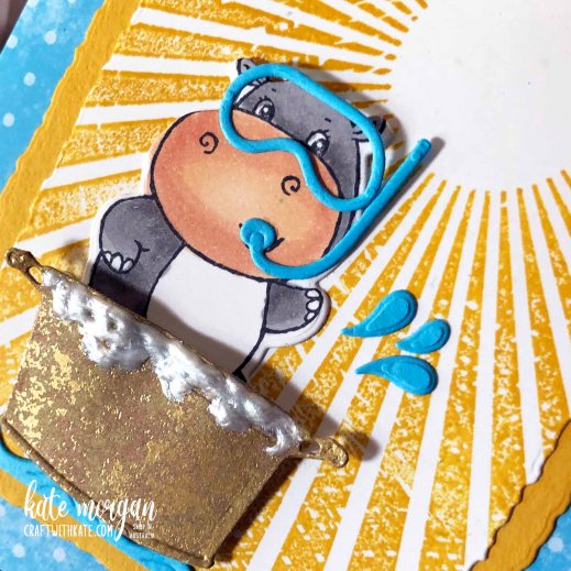 Hippo splashing in Sunshine by Kate Morgan, Stampin Up Australia 2022 SAB