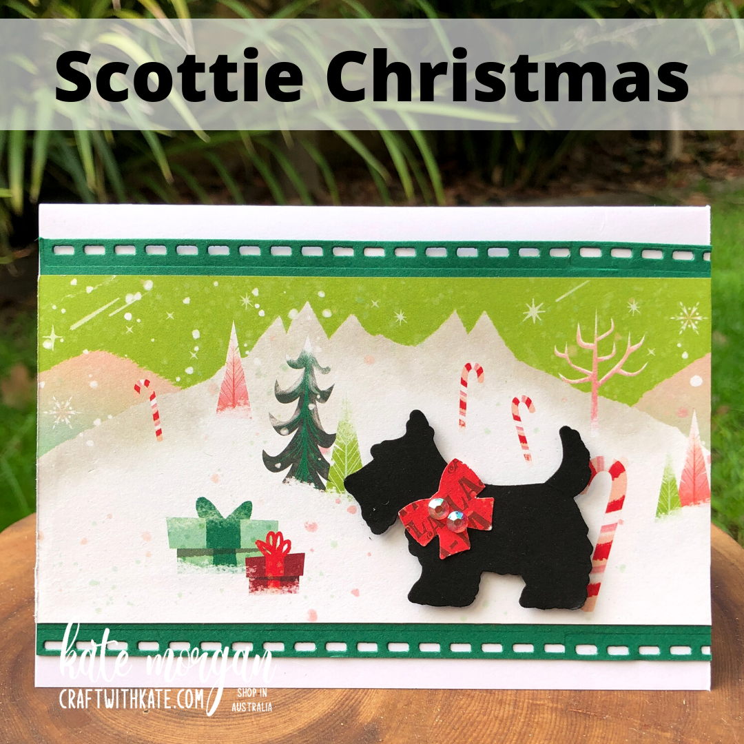 Scottie Dog Christmas card by Kate Morgan, Stampin Up Australia, Heart of Christmas 2022