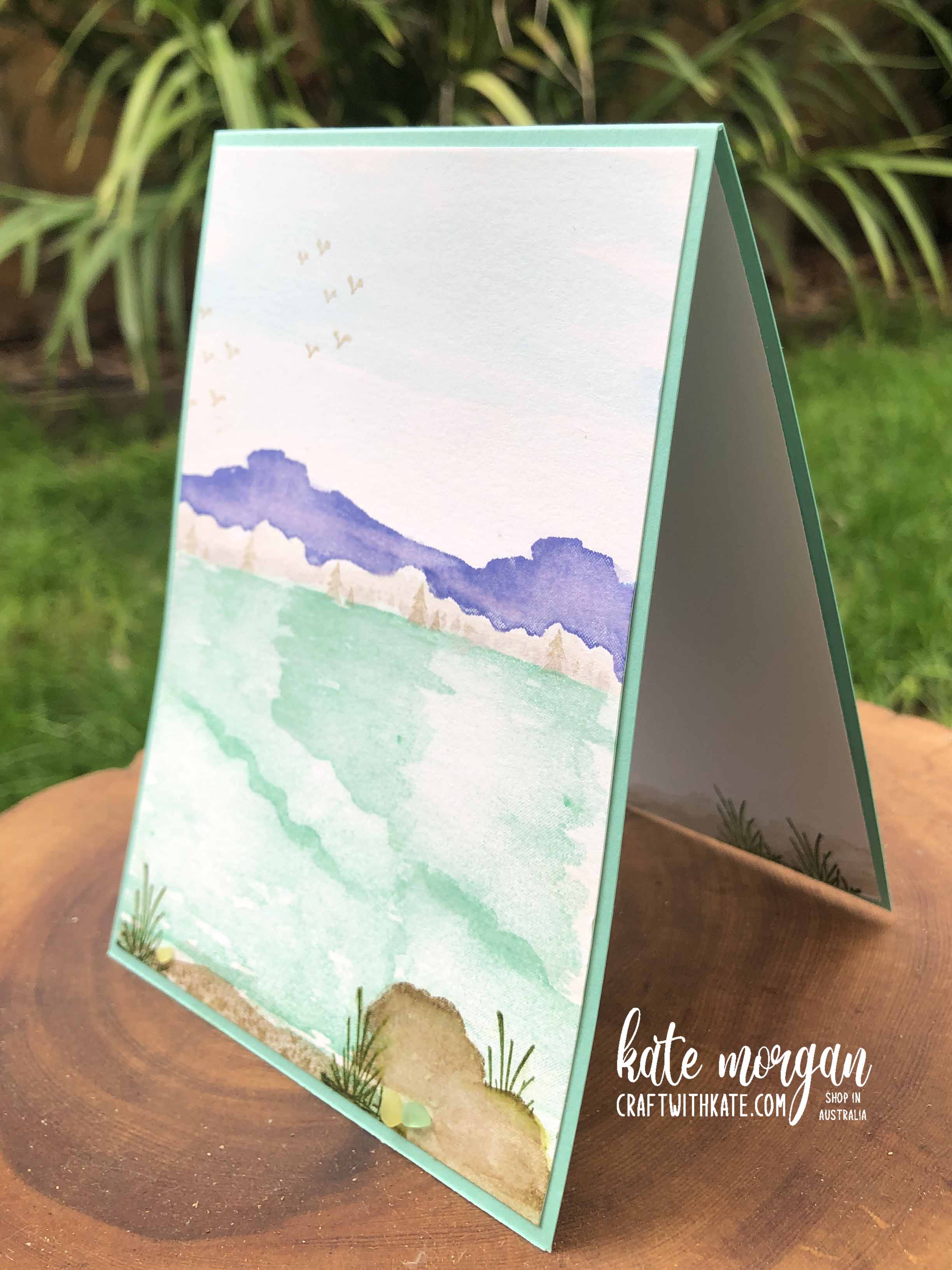 Watercolour Oceanfront Landscape by Kate Morgan, Stampin Up Australia 2022
