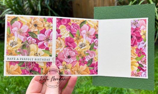 Fancy Fold card Garden Green CCBH by Kate Morgan, Stampin Up Australia 2022 Hues of Happiness Stitched Greenery open