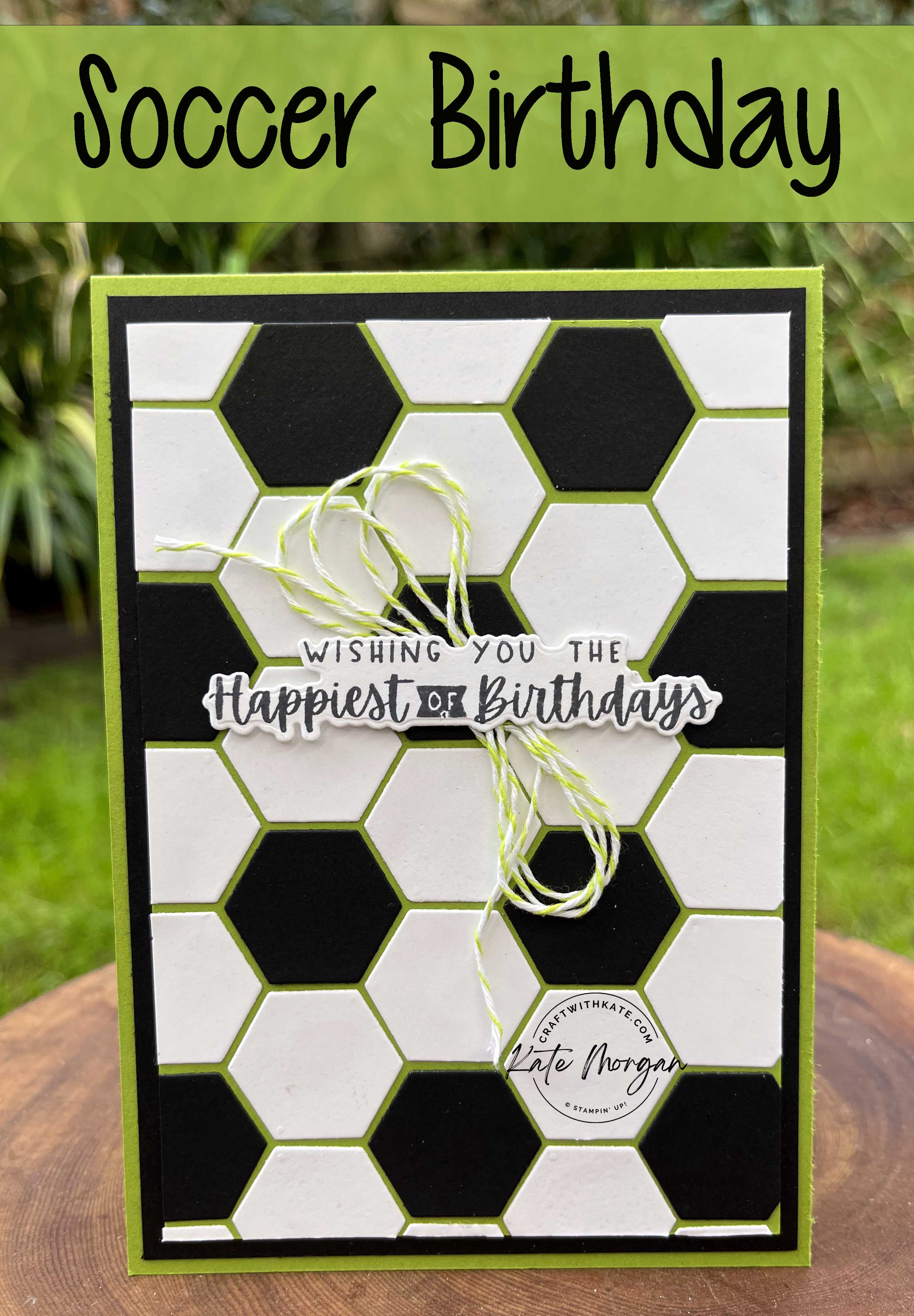 Birthday Soccer Card with Beautiful Shapes Granny Apple Green CCBH by Kate Morgan, Stampin Up Australia 2022