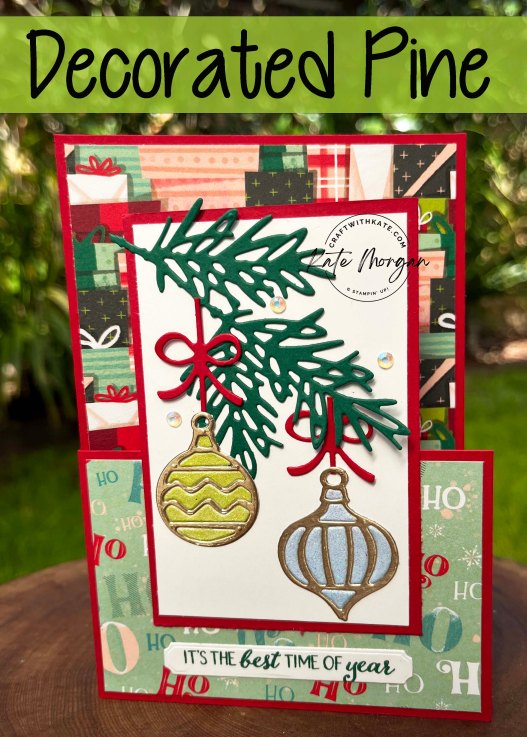 Decorated Pines Fun Fold card by Kate Morgan, Stampin Up Australia 2022