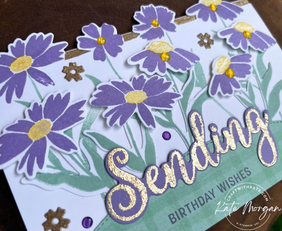 Sending Smiles Partial Die Cutting card Highland Heather CCBH by Kate Morgan, Stampin Up Australia 2022 detail