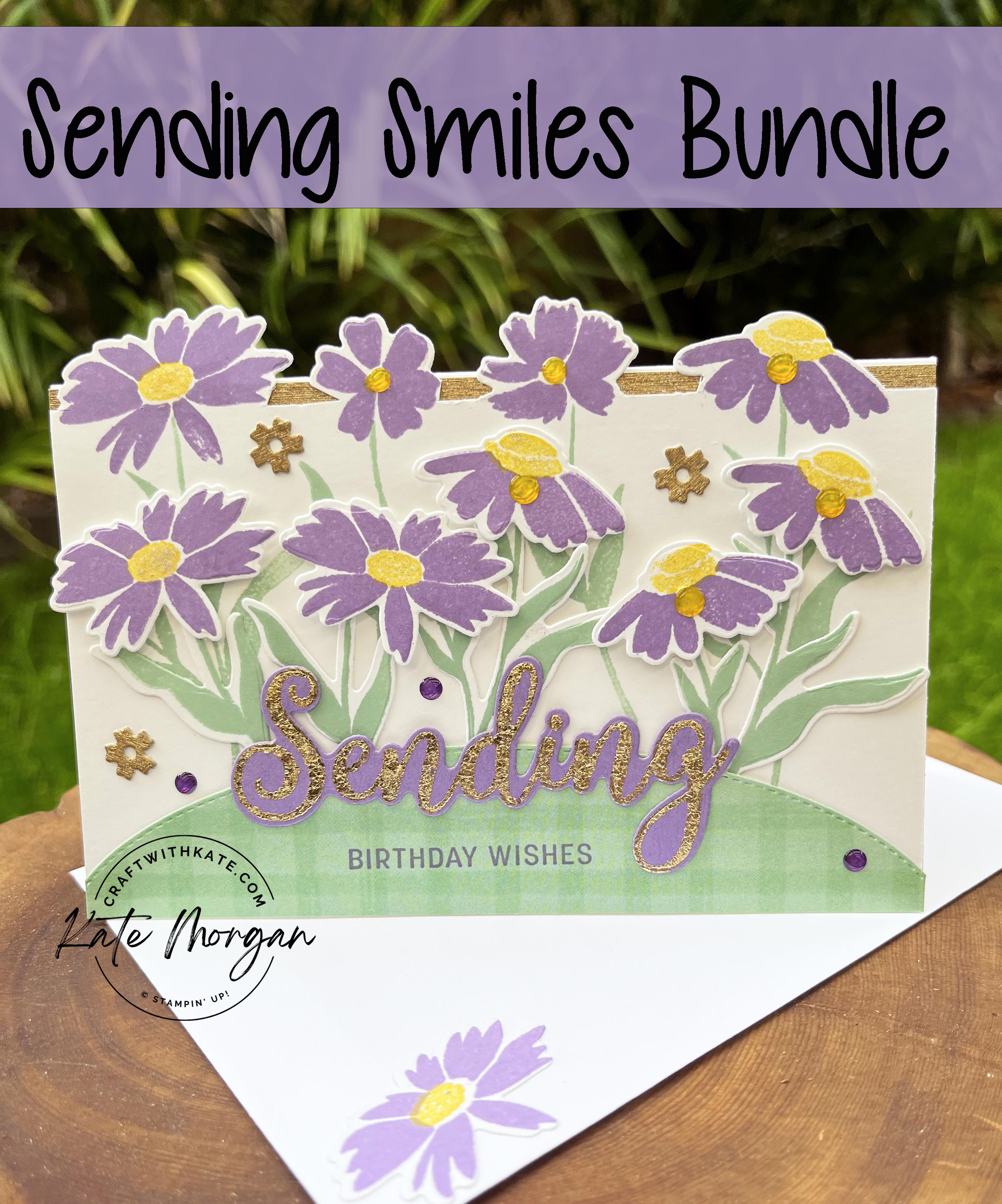 Sending Smiles Partial Die Cutting card Highland Heather CCBH by Kate Morgan, Stampin Up Australia 2022