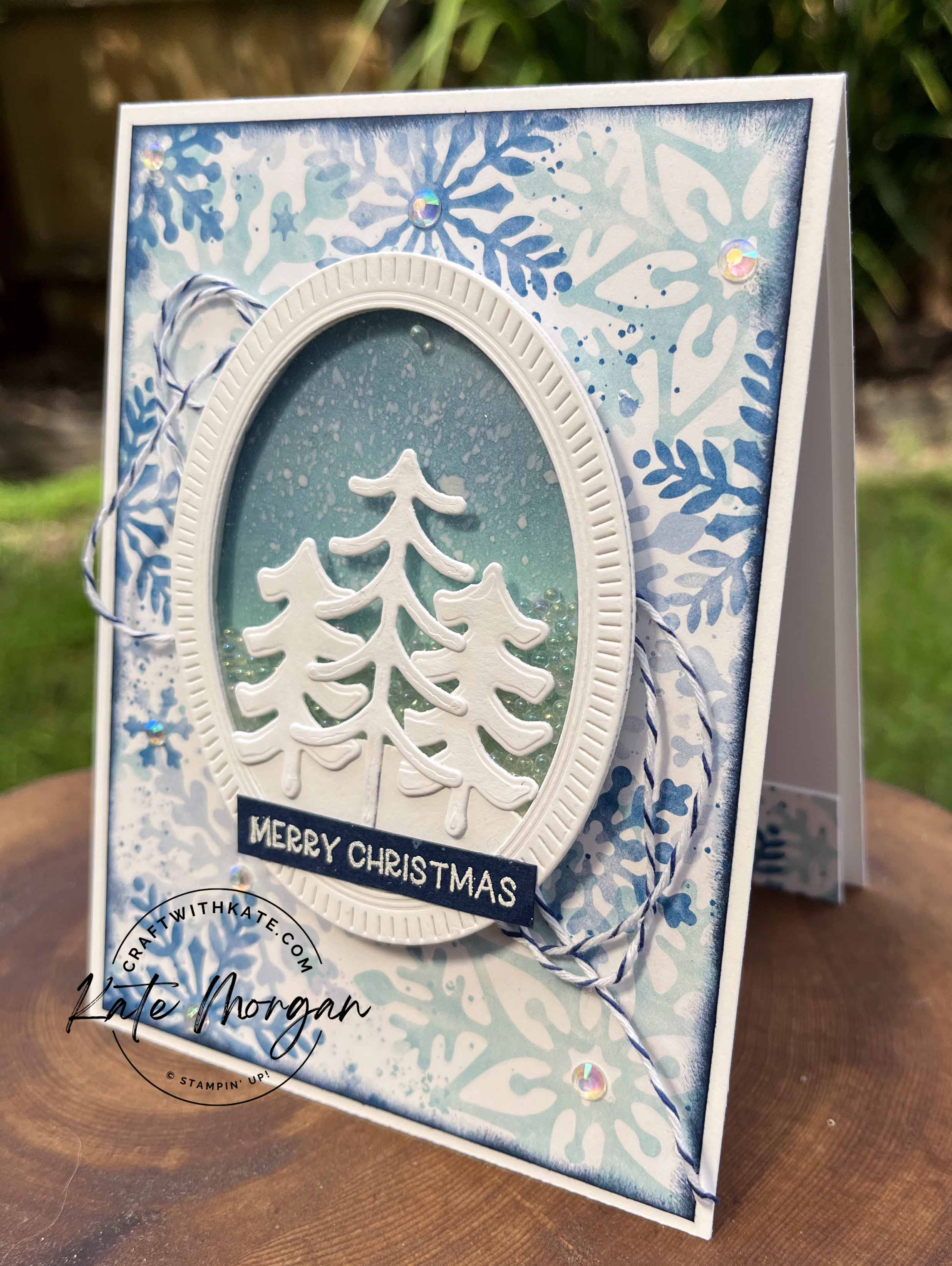 Christmas Shaker card using Stampin Up Storybook Gnomes DSP, Framed Florets dies by Kate Morgan, Australia 2022 side