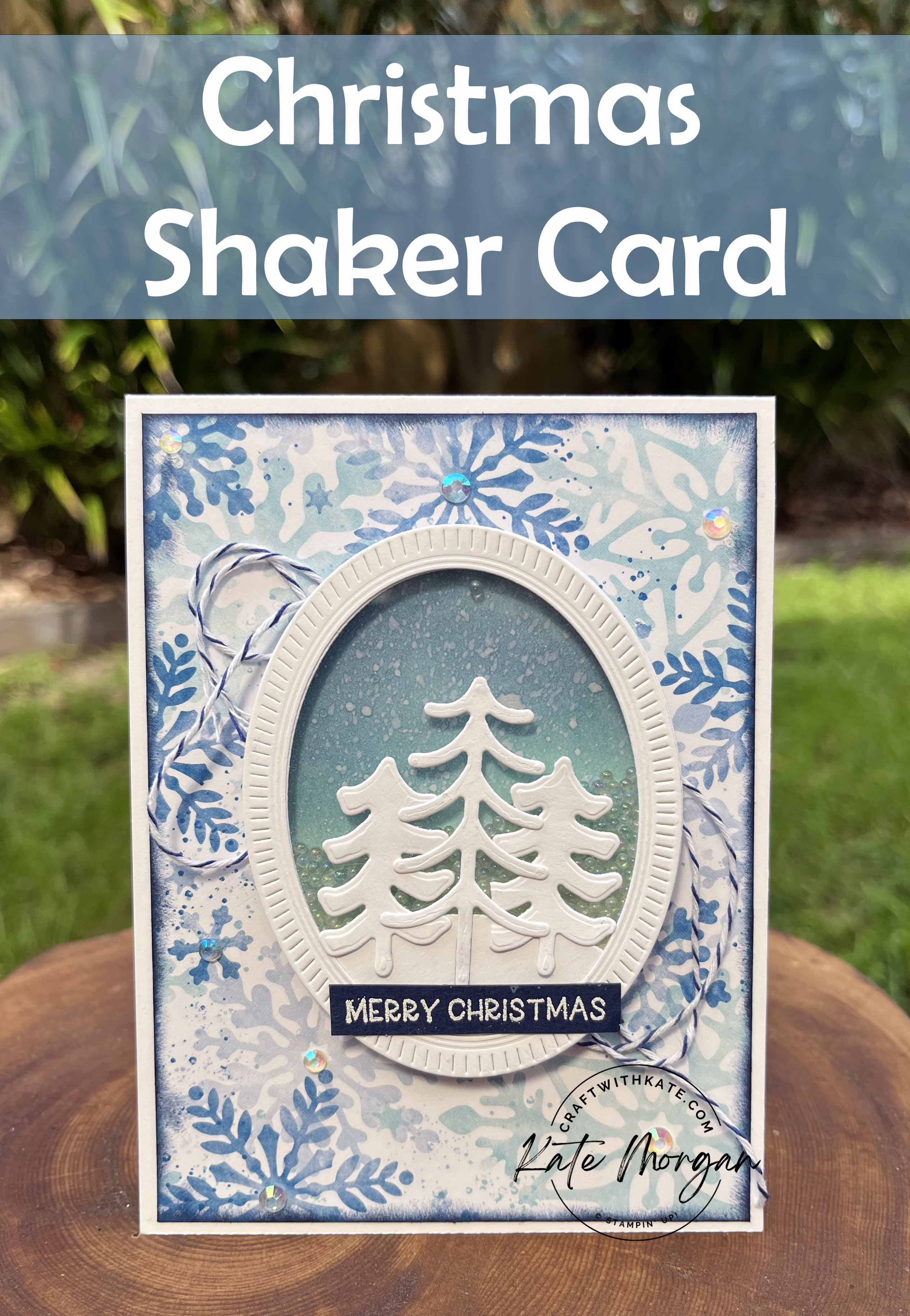 Christmas Shaker card using Stampin Up Storybook Gnomes DSP, Framed Florets dies by Kate Morgan, Australia 2022
