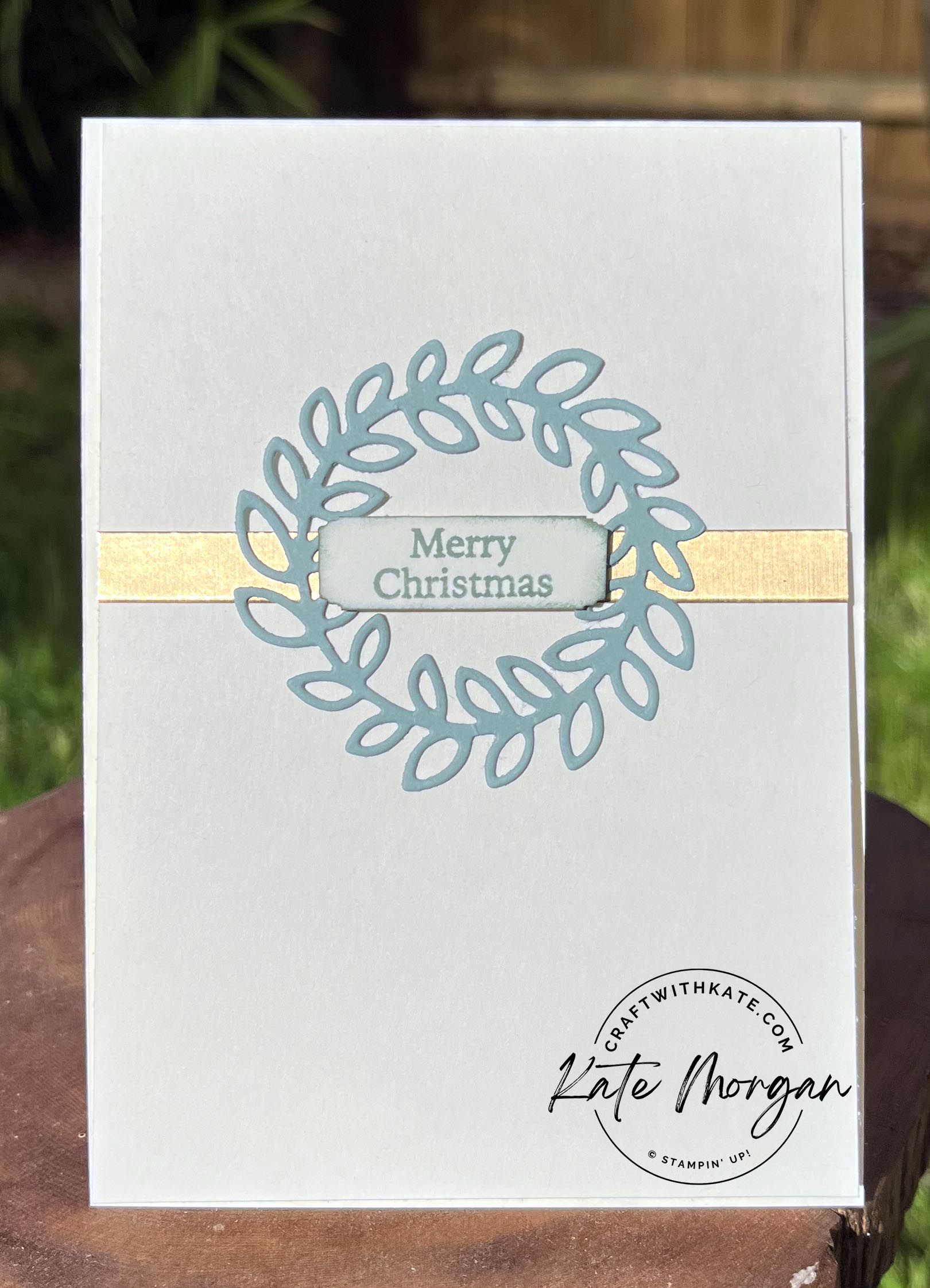 Cottage Wreaths with scored diamond background Christmas card by Kate Morgan, Stampin' Up Australia 2022 inside