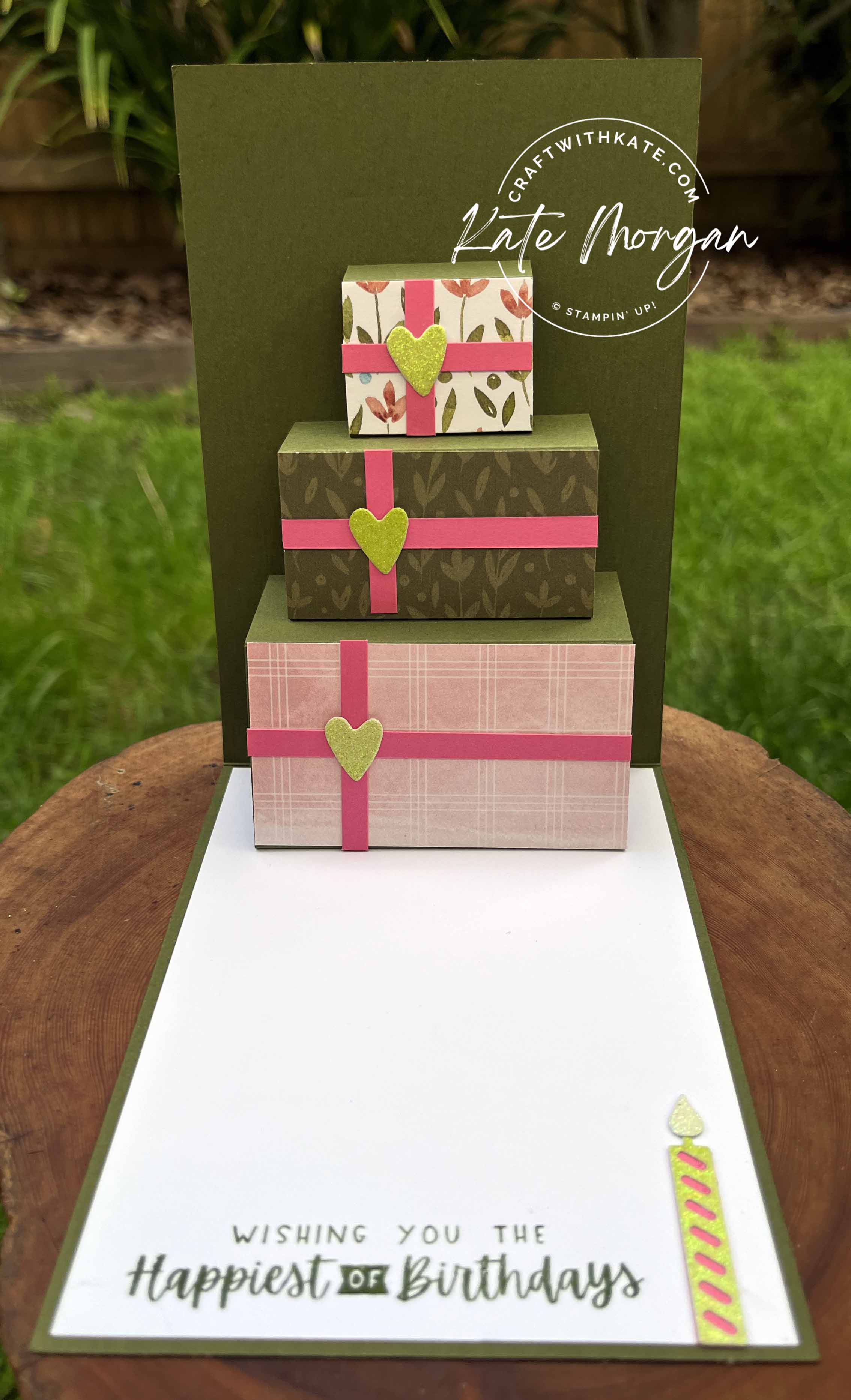 Surprise Pop Up Birthday card by Kate Morgan, Stampin Up Australia 2022 inside