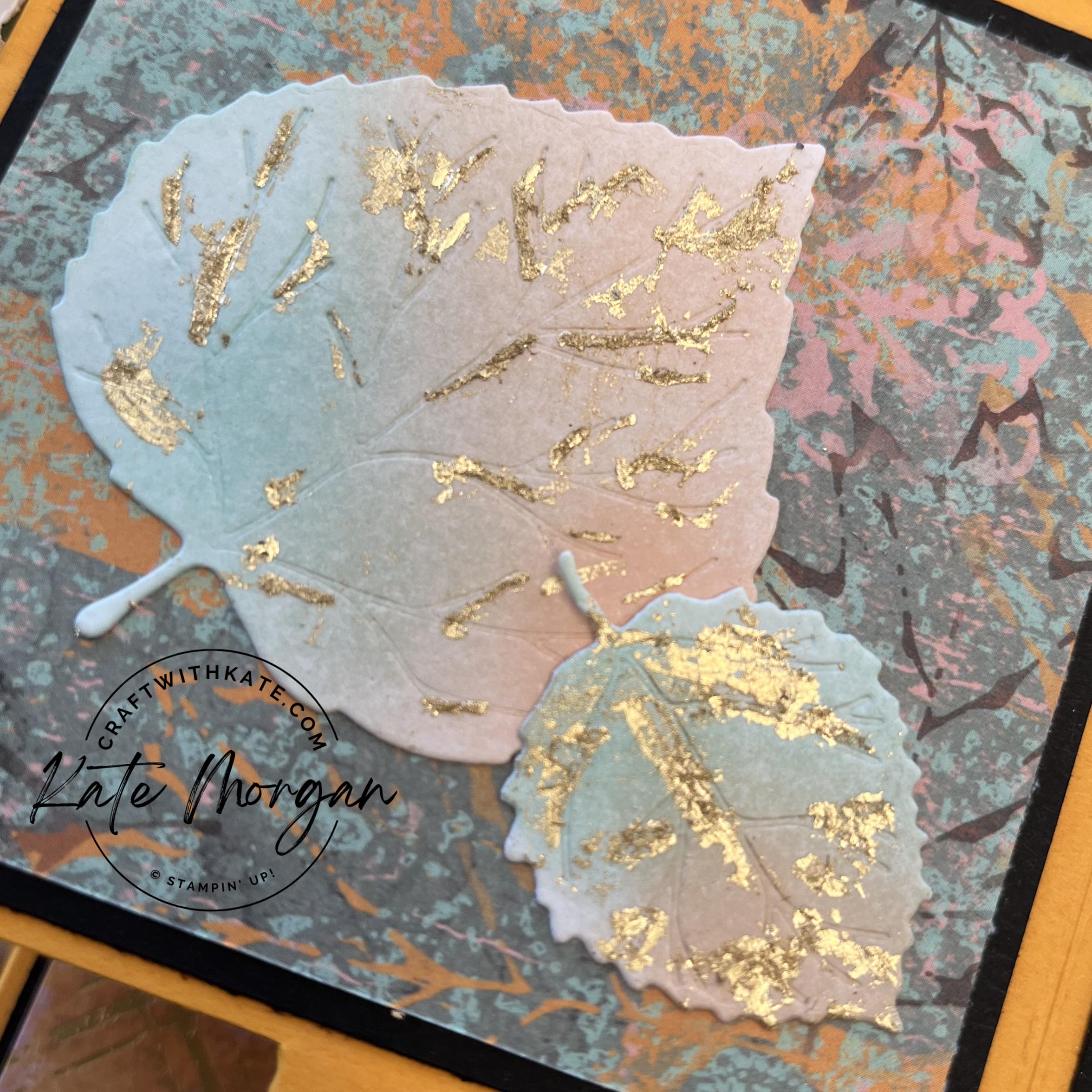 Trifold Shutter card using Stampin Up Texture Chic & Perched in a Tree Bundle by Kate Morgan, Australia 2022 leaves