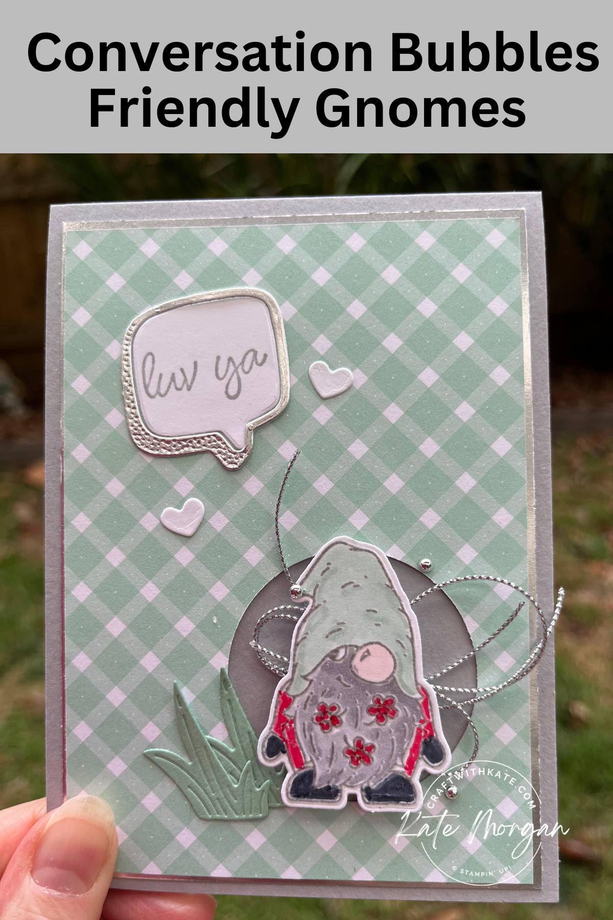 Conversation Bubbles Friendly Gnomes by Kate Morgan, Stampin Up Australia 2023 Smoky Slate CCBH