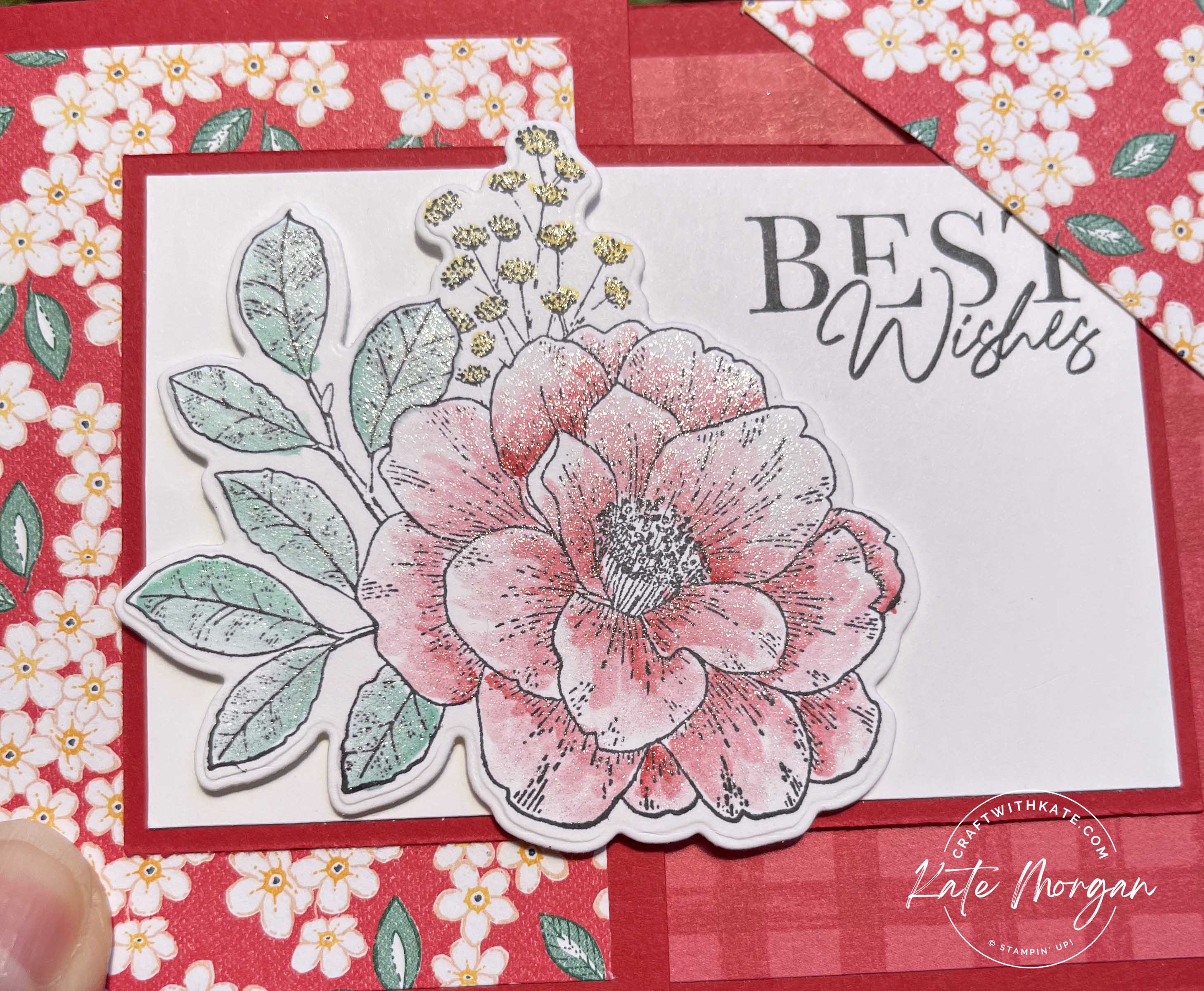 Cottage Rose Feminine fun fold card by Kate Morgan, Stampin Up Australia 2023
