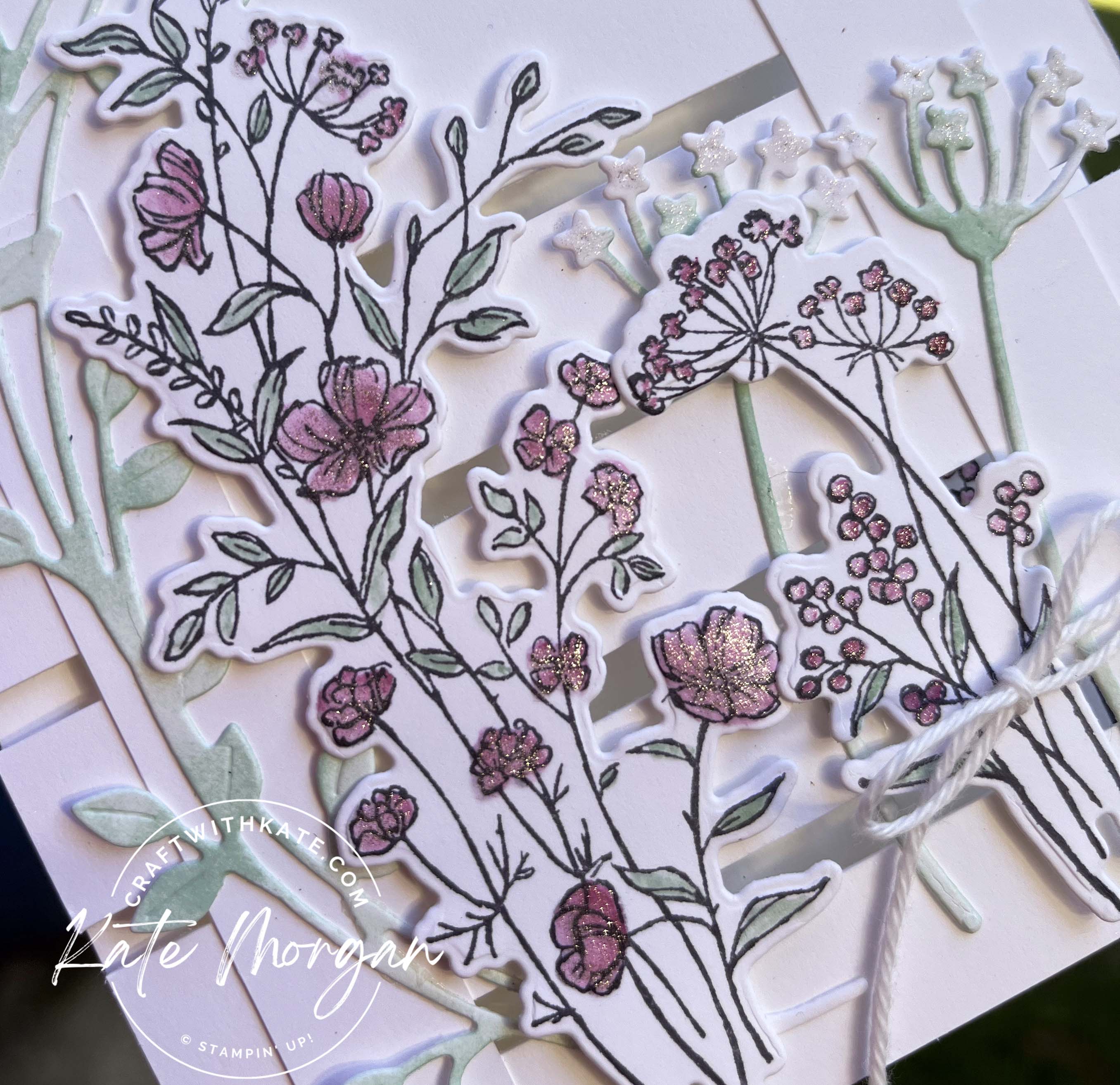 Dainty Delight Trellis card by Kate Morgan, Stampin Up Australia 2023 closeup