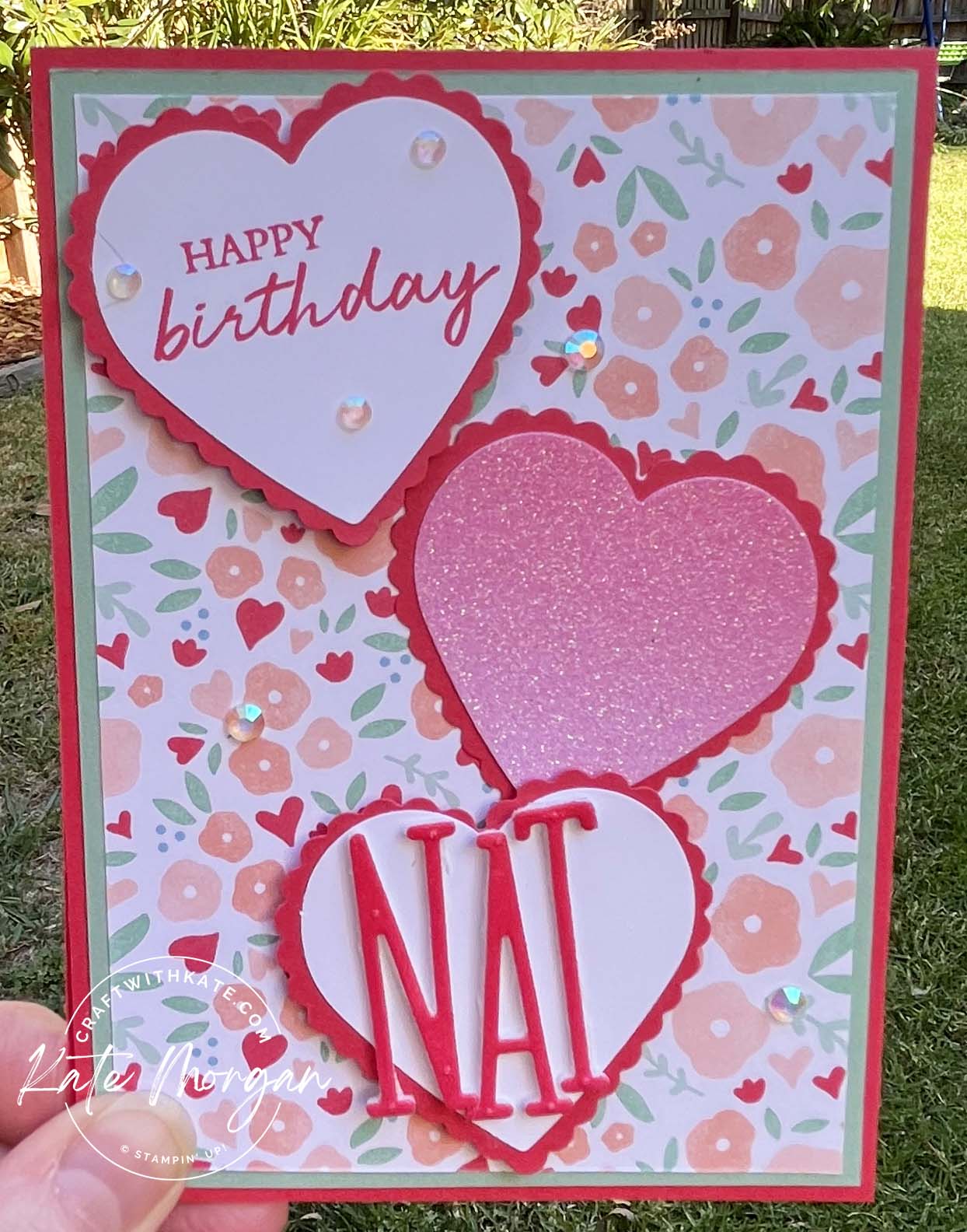 Personalised 18th Fancy Fold Birthday card using Stampin Up Country Floral Lane DSP by Kate Morgan, Stampin Up Australia 2023.