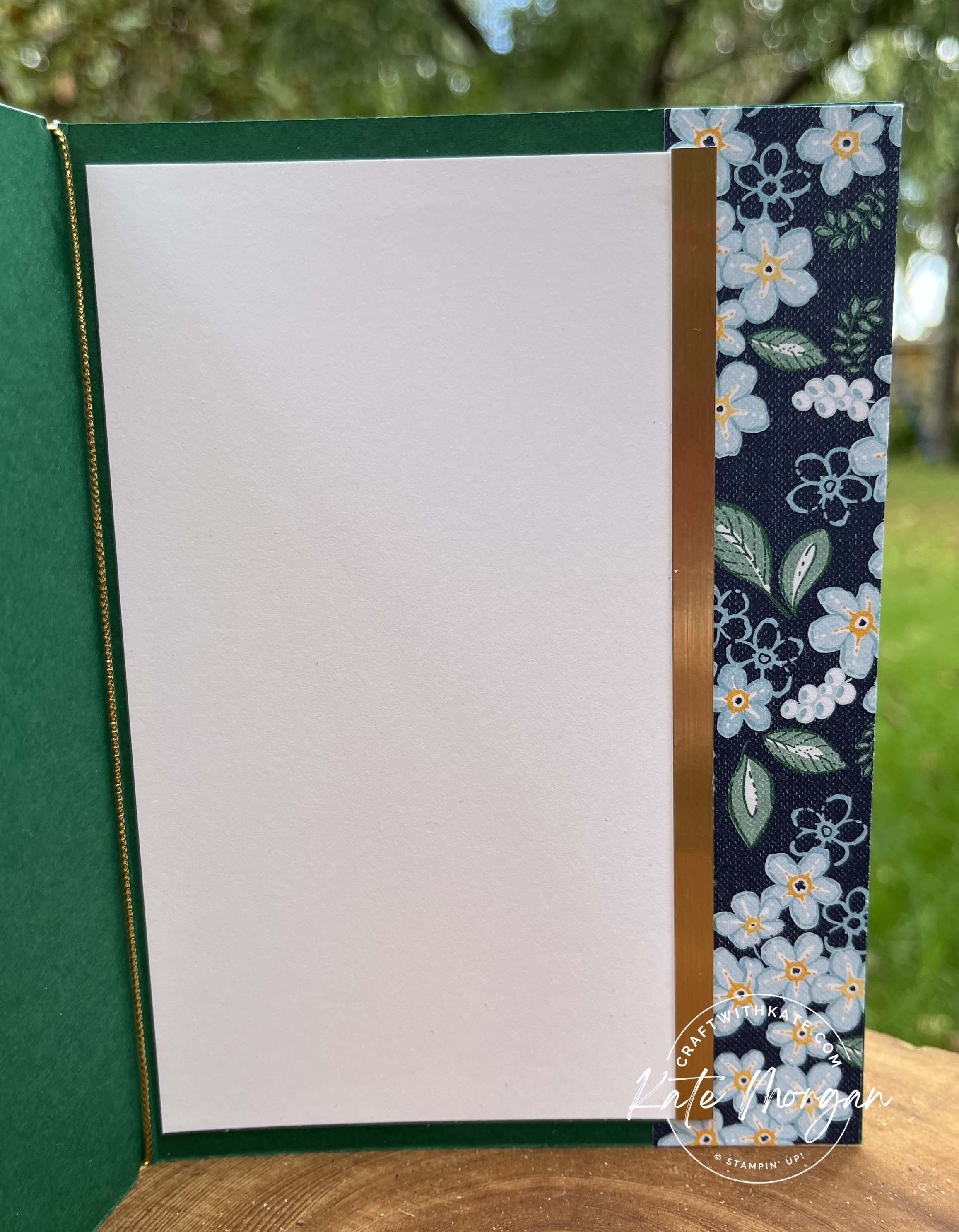 Thank you card by Kate Morgan, Stampin Up Australia 2023 Shaded Spruce CCBH inside