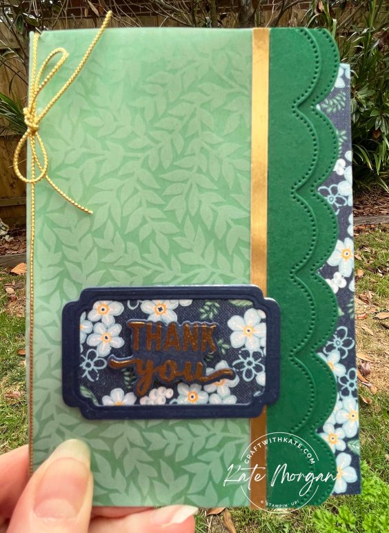 Thank you card by Kate Morgan, Stampin Up Australia 2023 Shaded Spruce CCBH