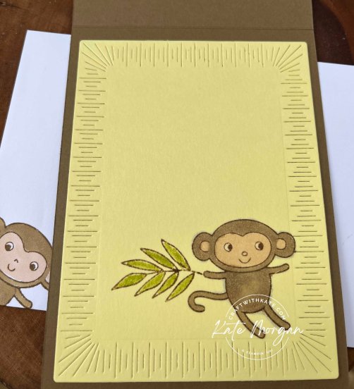 Little Monkey Interactive card by Kate Morgan, Stampin Up Australia 2023 inside