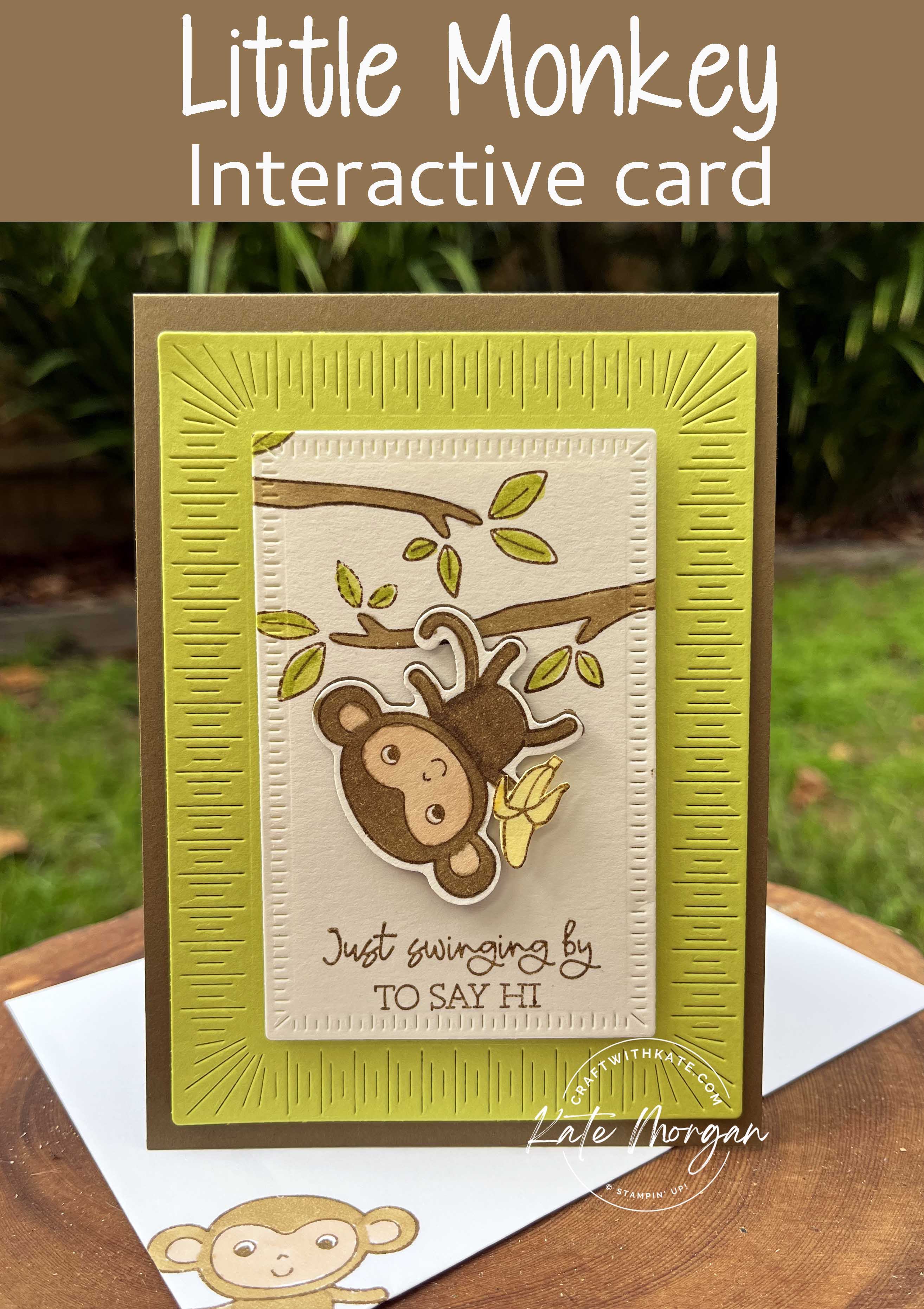 Little Monkey Interactive card by Kate Morgan, Stampin Up Australia 2023