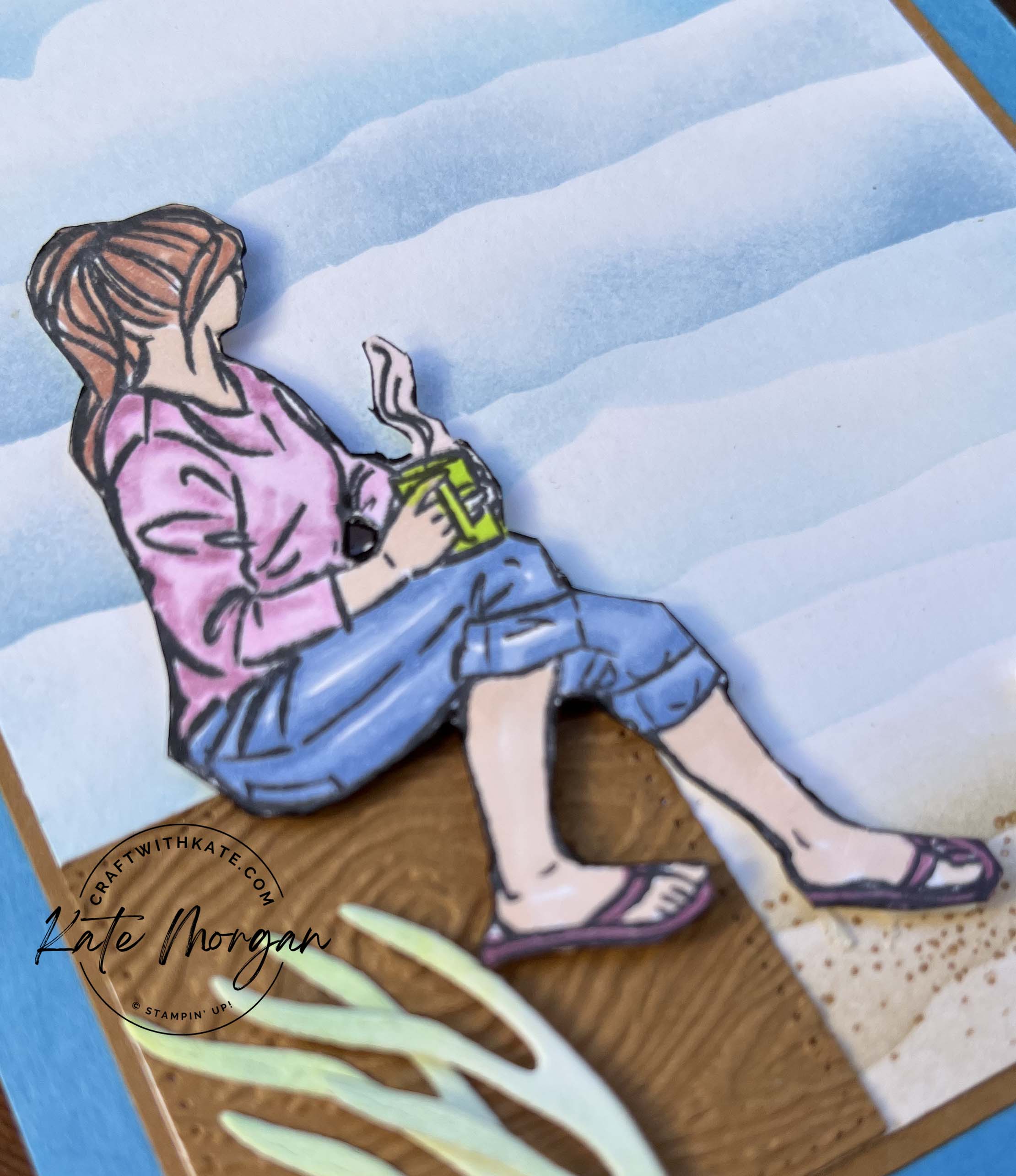 Coffee with Friends Azure Afternoon colour creations blog hop 2023 by Kate Morgan, Stampin Up Australia 2023 blends colouring