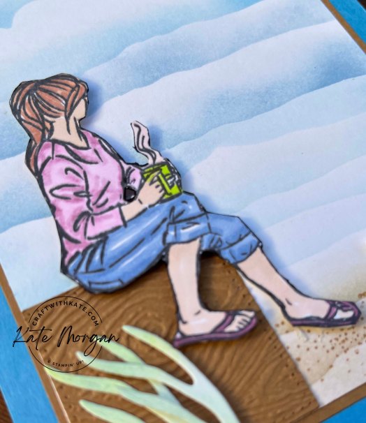 Coffee with Friends Azure Afternoon colour creations blog hop 2023 by Kate Morgan, Stampin Up Australia 2023 blends colouring