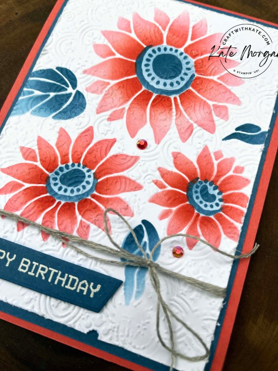 Abundant Beauty Decorative Masks handmade birthday card by Kate Morgan, Stampin Up Australia 2023 Calypso Coral CCBH.