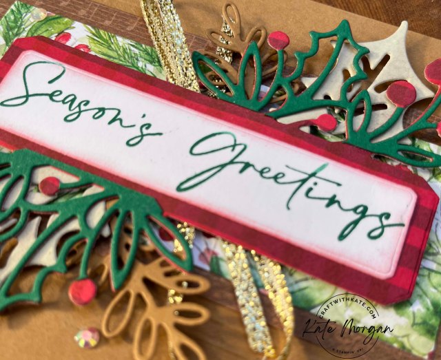 Christmas Classics handmade card by Kate Morgan, Stampin Up Australia 2023 Heart Of Christmas close up