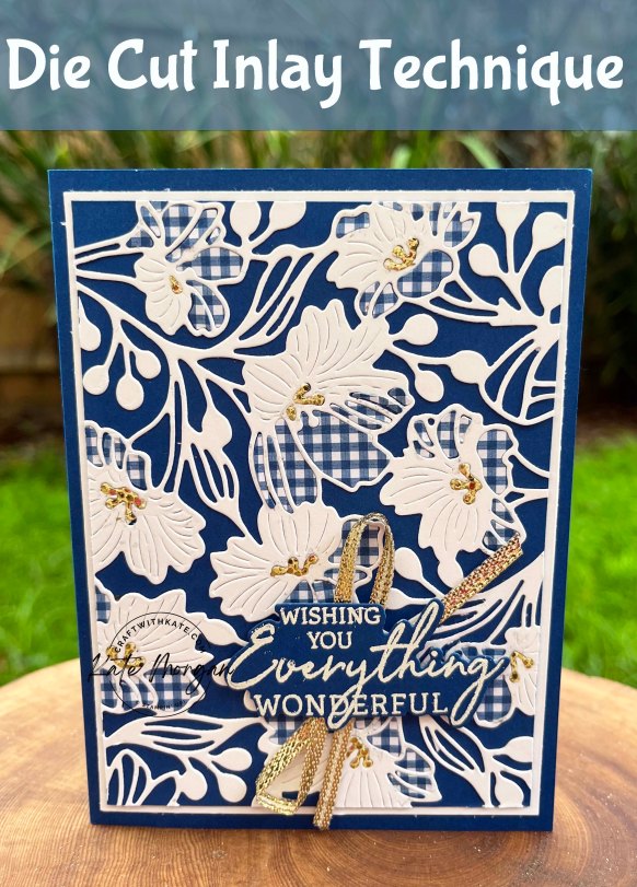 Die Cut Inlay Technique card using Stampin Up Gorgeous Garden dies by Kate Morgan Australia 2023 Blueberry Bushel