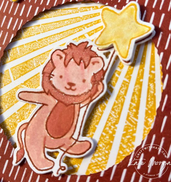 Little Dreamers Baby card by Kate Morgan, Stampin Up Australia 2023 Cajun Craze Colour Creations Blog Hop close up