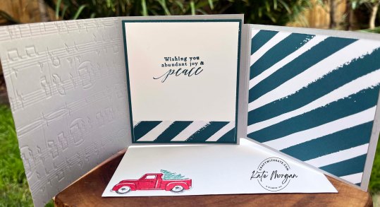 Trucking Along Fancy Fold card by Kate Morgan Stampin Up Australia 2023 Heart of Christmas blog hop inside