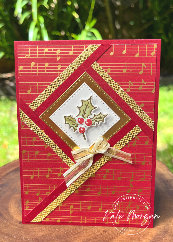 Faux shutter card Fractured Heart of Christmas Blog Hop by Kate Morgan, Stampin Up Australia 2023