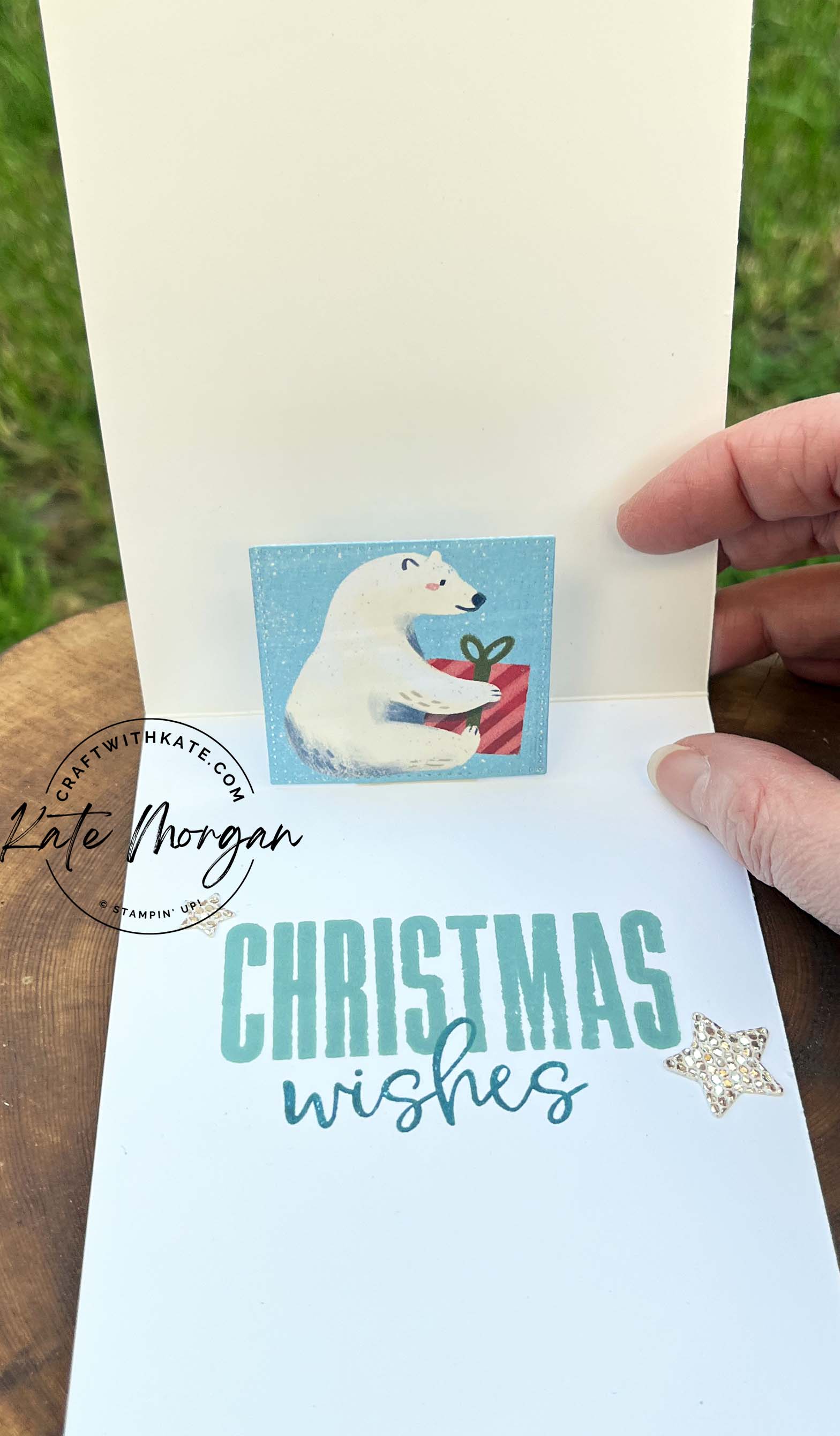 Beary Christmas card, Heart of Christmas Blog Hop by Kate Morgan, Stampin Up Australia 2023 inside