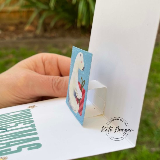 Beary Christmas card, Heart of Christmas Blog Hop by Kate Morgan, Stampin Up Australia 2023 side view